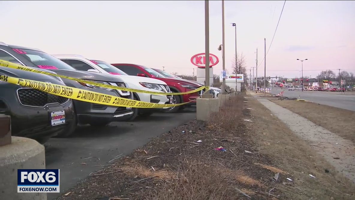Milwaukee Rosen Automotive car lot crash, 6-8 vehicles damaged
